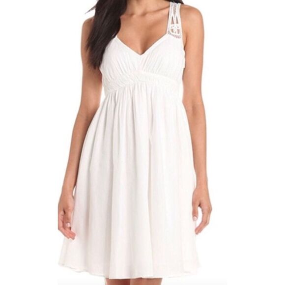 French Connection Lace Cotton A-line dress in White Size 4 - Picture 2 of 16